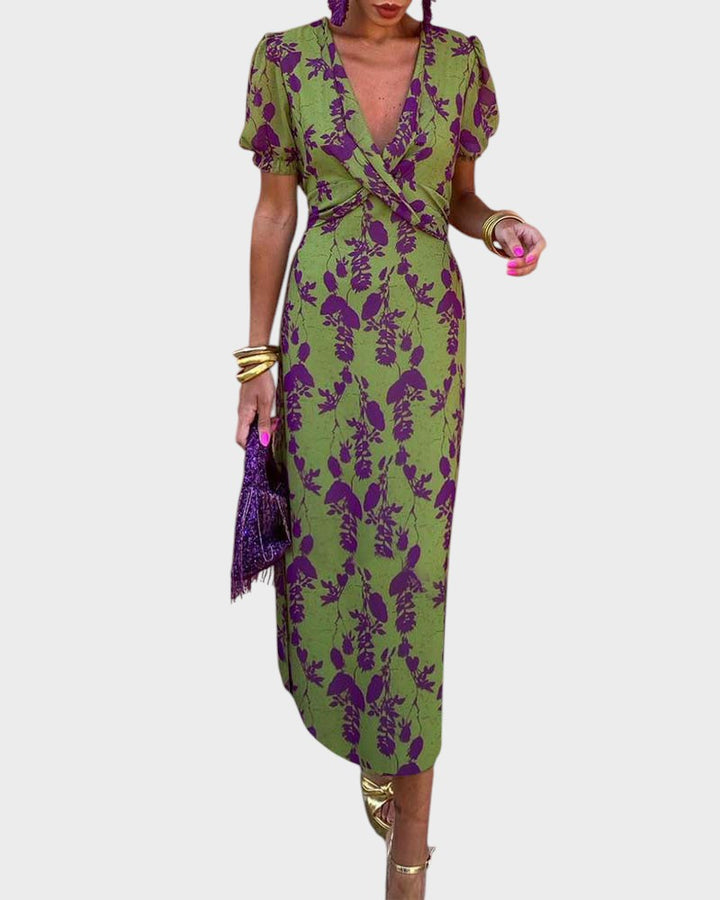 DELLA - VESTIDO BOHO PLISADO CON ESTAMPADO FLORAL PARA MUJER