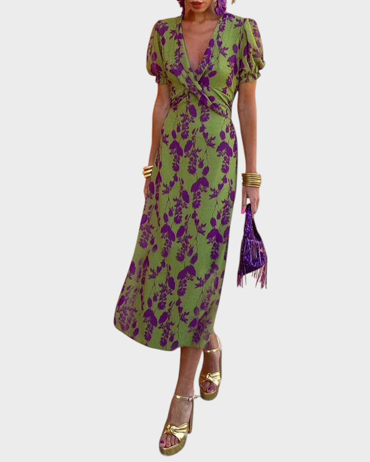DELLA - VESTIDO BOHO PLISADO CON ESTAMPADO FLORAL PARA MUJER