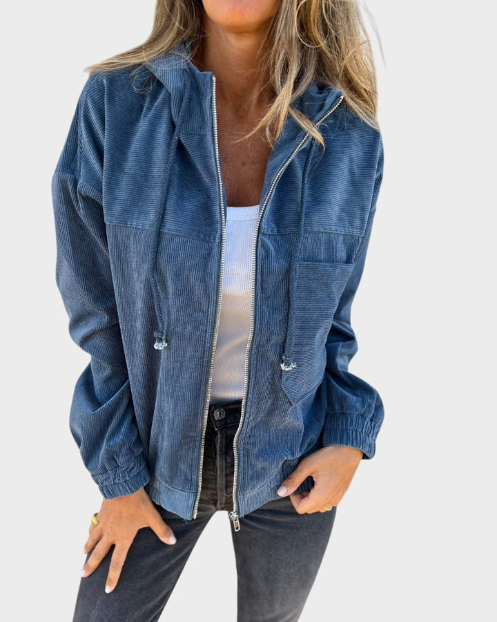 ELLA - CHAQUETA DE PANA CON CAPUCHA Y CREMALLERA