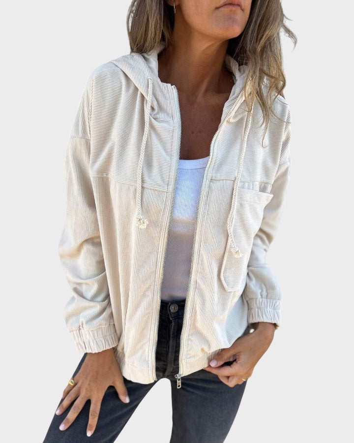 ELLA - CHAQUETA DE PANA CON CAPUCHA Y CREMALLERA