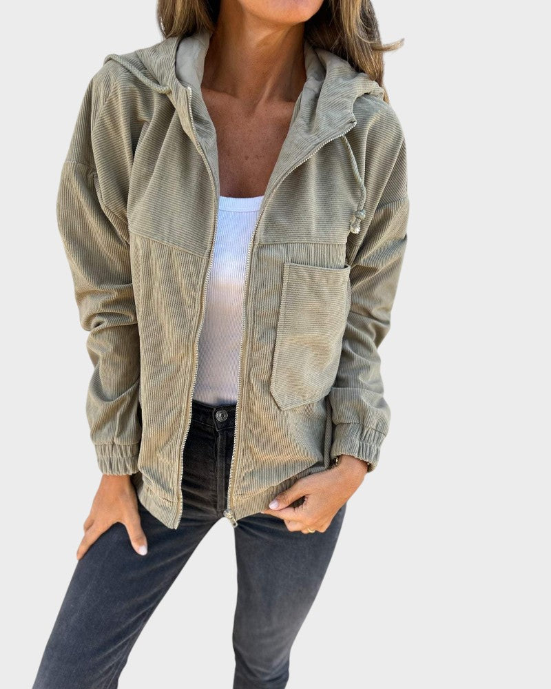 ELLA - CHAQUETA DE PANA CON CAPUCHA Y CREMALLERA