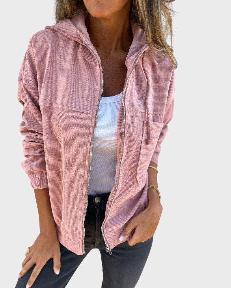 ELLA - CHAQUETA DE PANA CON CAPUCHA Y CREMALLERA
