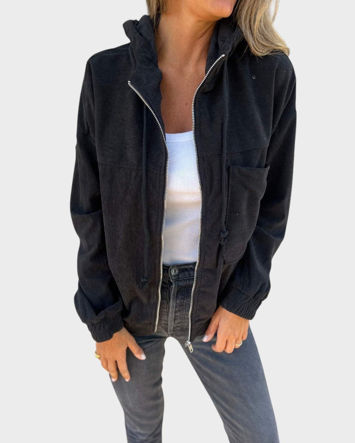 ELLA - CHAQUETA DE PANA CON CAPUCHA Y CREMALLERA