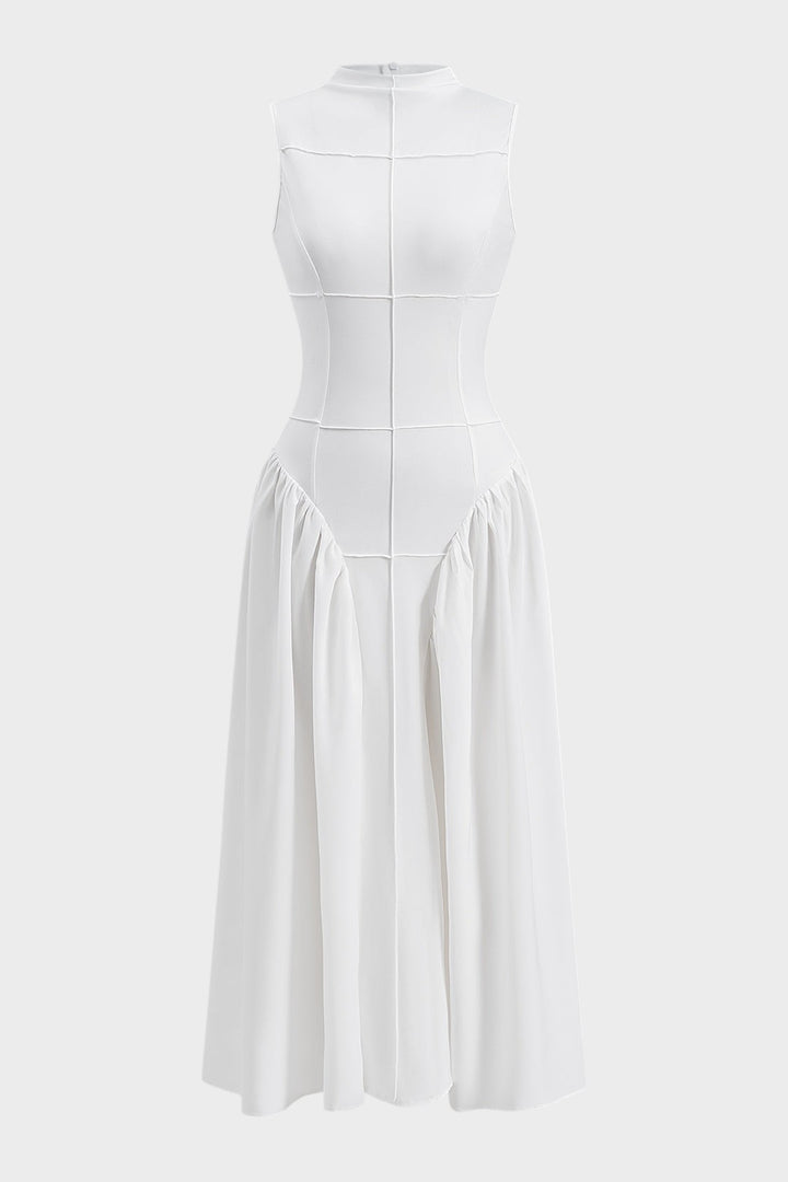 BELITA - VESTIDO MIDI SIN MANGAS CON FRUNCES