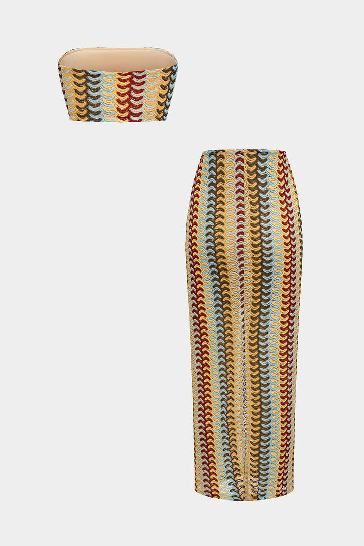 COLAR - CONJUNTO DE TOP BANDEAU CORTO Y FALDA