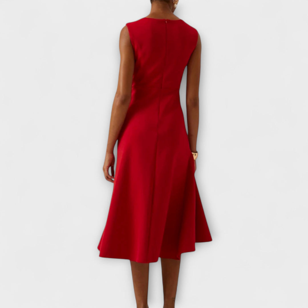 ANDRIA – VESTIDO MIDI ASIMÉTRICO DRAPEADO
