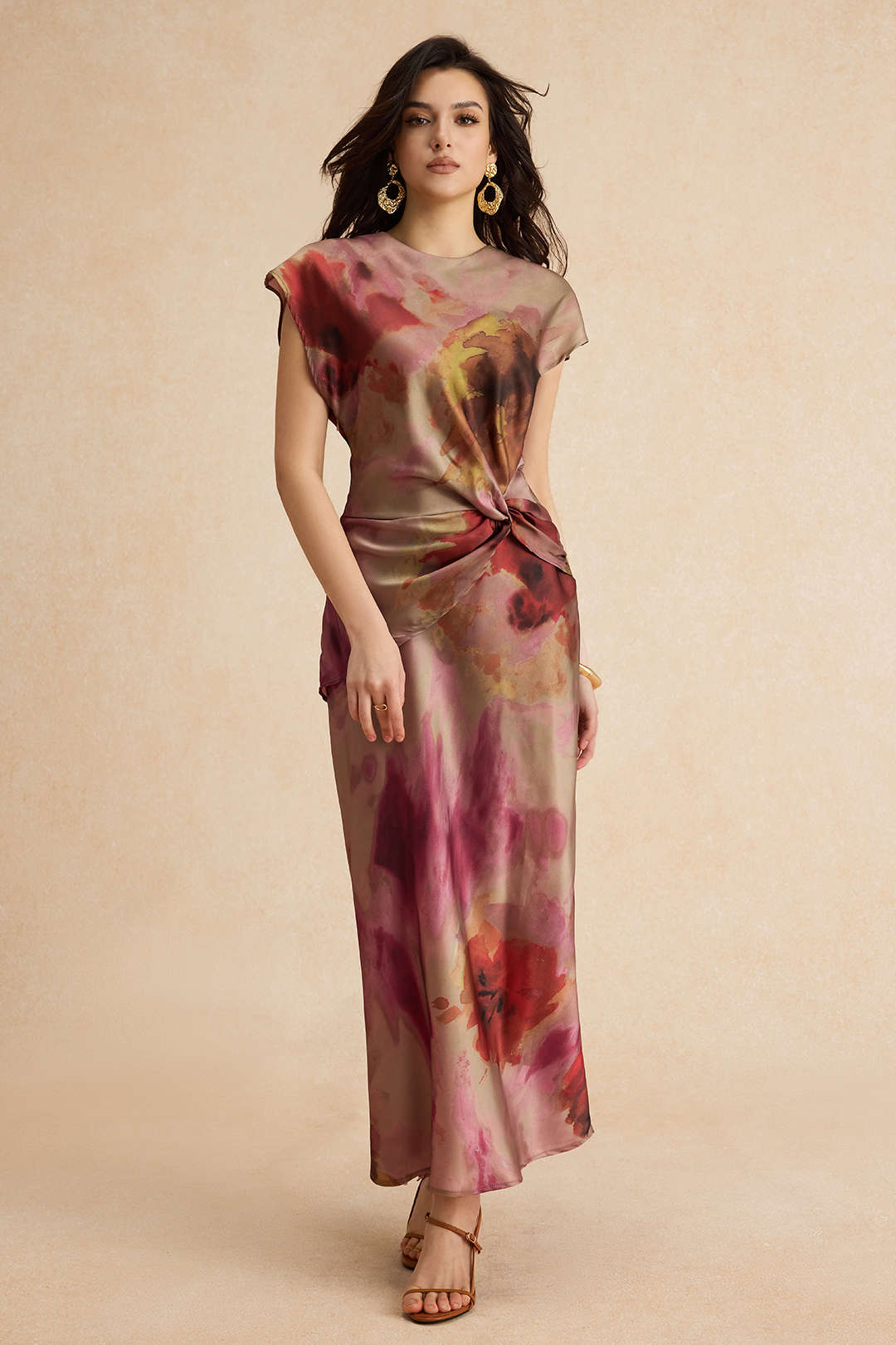 SILVIA - VESTIDO MIDI TIE DYE CON FRUNCES