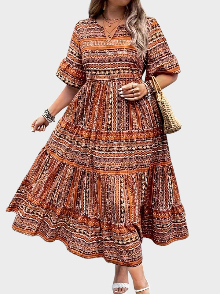 HUELVA - VESTIDO BOHEMIO ELEGANTE CON ESTAMPADO ÉTNICO