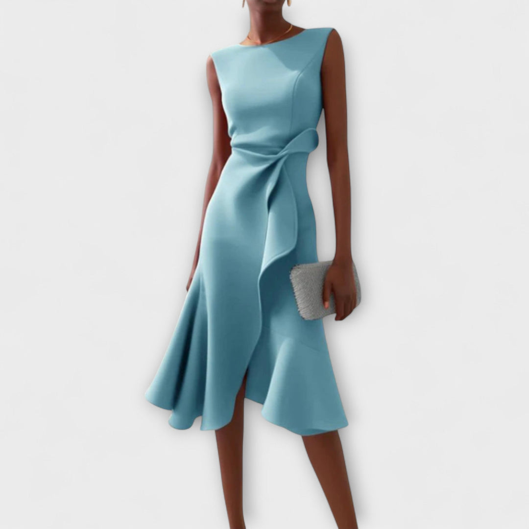 ANDRIA – VESTIDO MIDI ASIMÉTRICO DRAPEADO