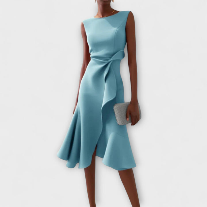ANDRIA – VESTIDO MIDI ASIMÉTRICO DRAPEADO
