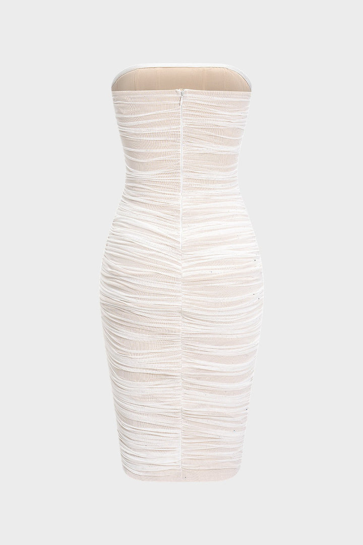 INESSA - VESTIDO MIDI CON FRUNCES Y CREMALLERA