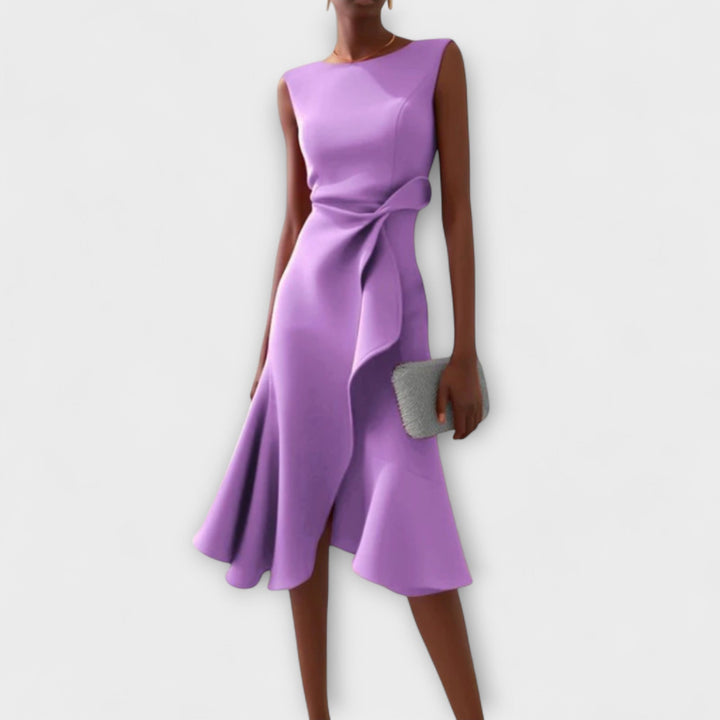 ANDRIA – VESTIDO MIDI ASIMÉTRICO DRAPEADO