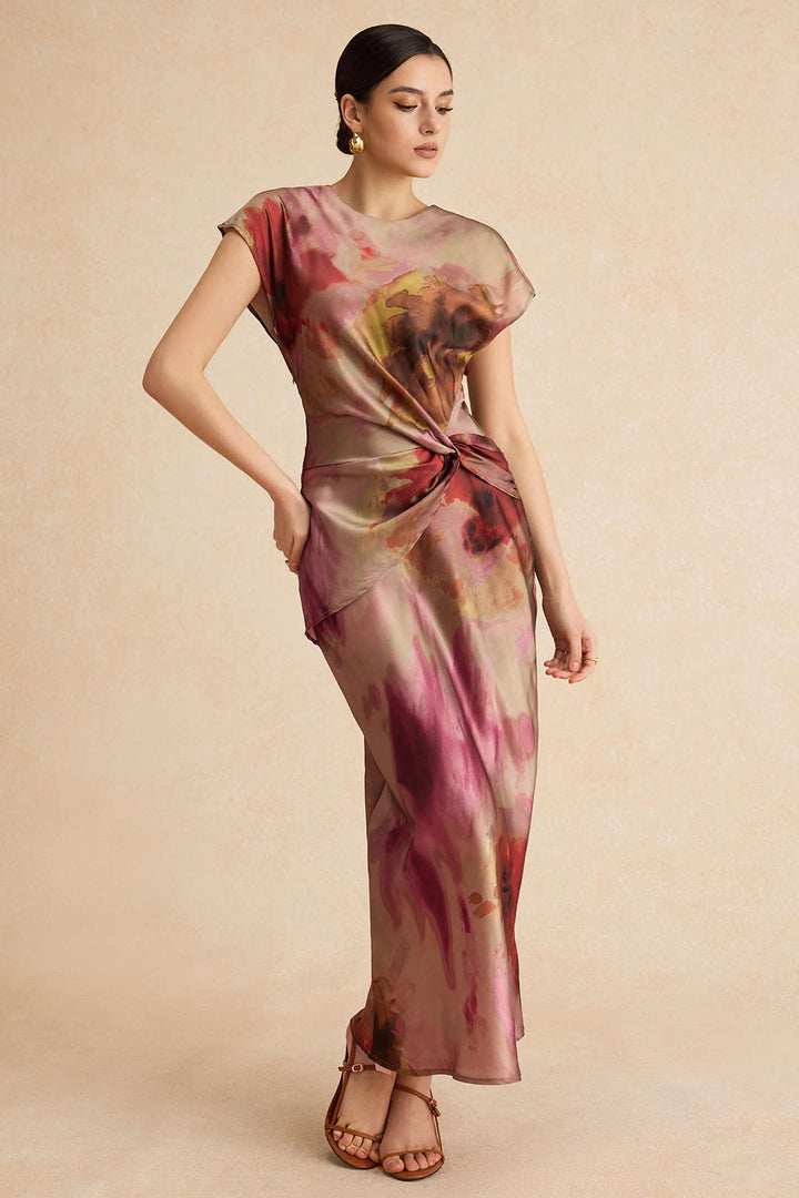 SILVIA - VESTIDO MIDI TIE DYE CON FRUNCES