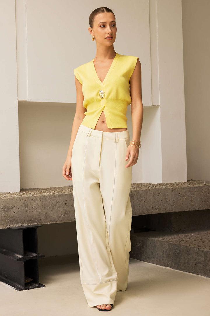 EVITA - PANTALONES RECTOS CON DETALLES PATCHWORK Y RIBETES