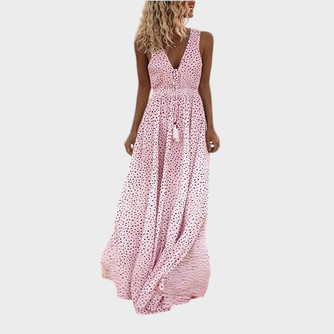 CORUÑA - VESTIDO MAXI BOHO DE LUNARES