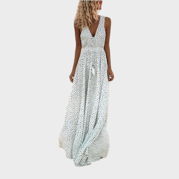 CORUÑA - VESTIDO MAXI BOHO DE LUNARES