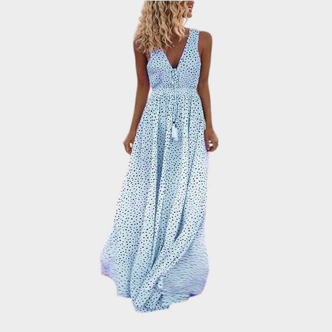 CORUÑA - VESTIDO MAXI BOHO DE LUNARES