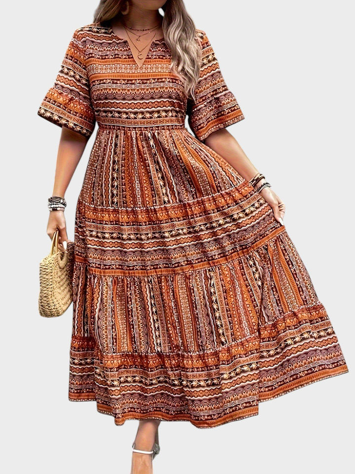 HUELVA - VESTIDO BOHEMIO ELEGANTE CON ESTAMPADO ÉTNICO