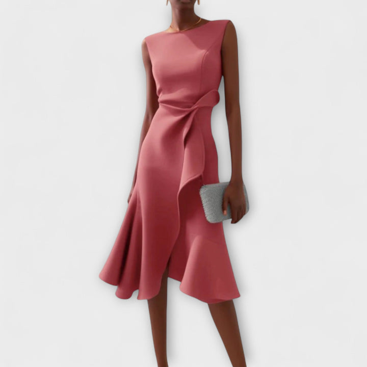 ANDRIA – VESTIDO MIDI ASIMÉTRICO DRAPEADO