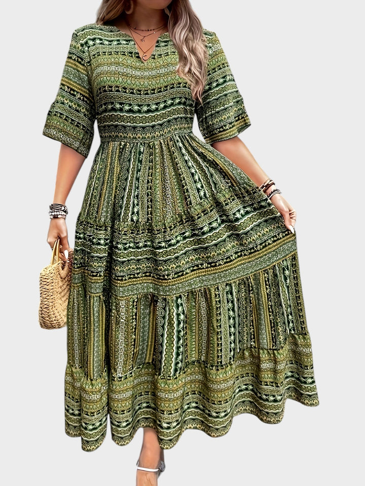 HUELVA - VESTIDO BOHEMIO ELEGANTE CON ESTAMPADO ÉTNICO