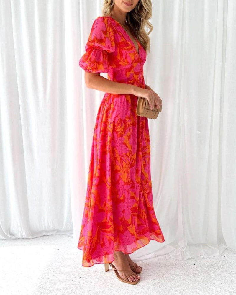 CLARA – VESTIDO ELEGANTE MAXI CON ESCOTE EN V