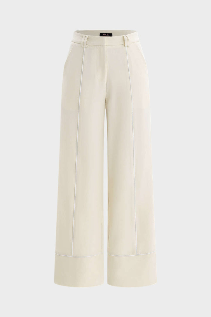 EVITA - PANTALONES RECTOS CON DETALLES PATCHWORK Y RIBETES
