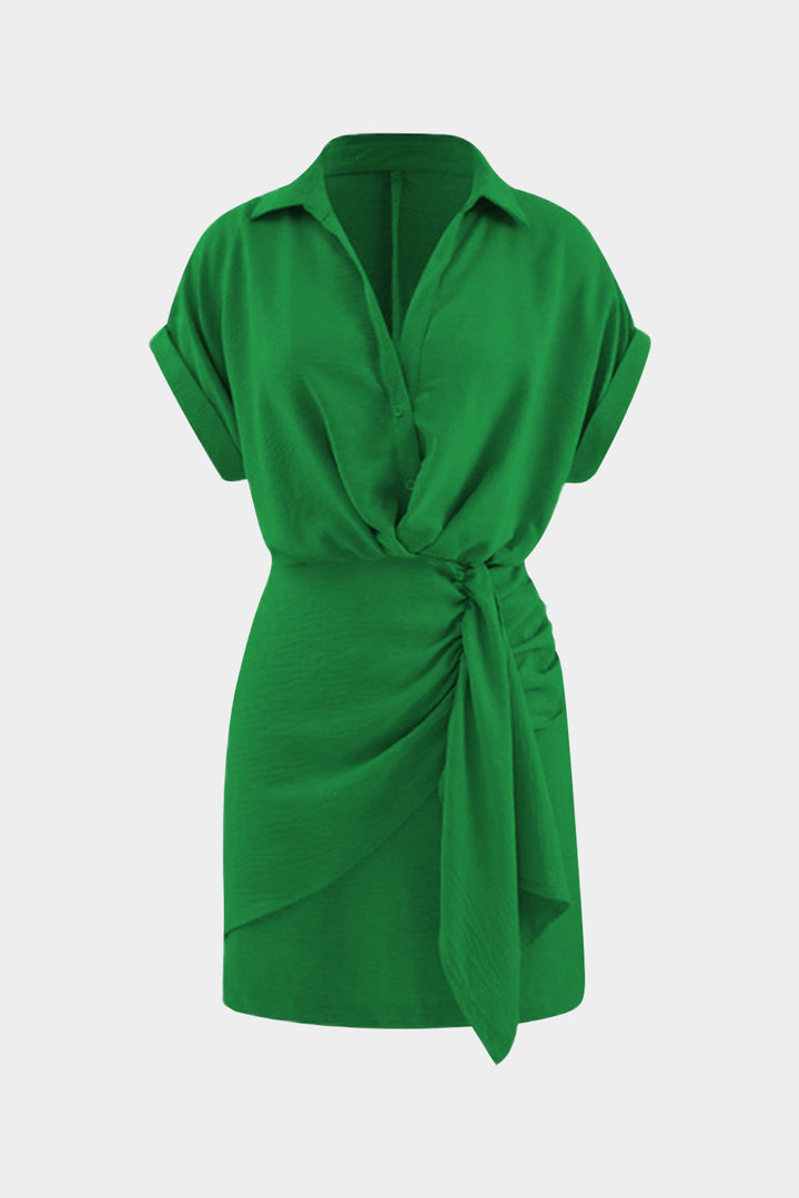 BONITA – VESTIDO MIDI CON FRUNCES Y ESCOTE EN V