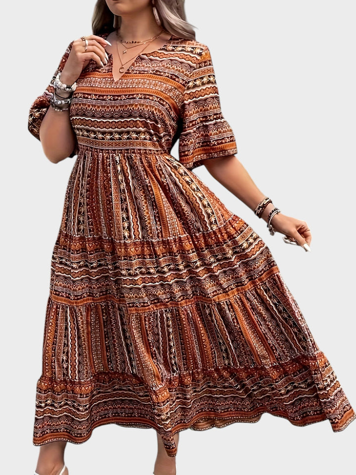 HUELVA - VESTIDO BOHEMIO ELEGANTE CON ESTAMPADO ÉTNICO