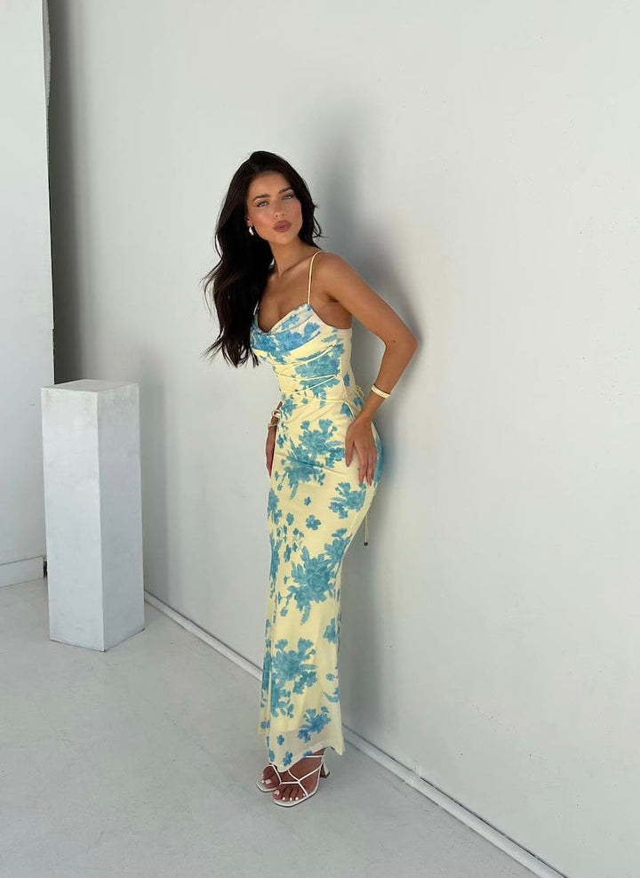 CEUTA – VESTIDO ELEGANTE MAXI CON ESTAMPADO FLORAL