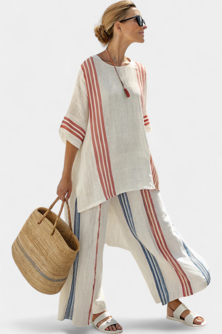 COCO – CONJUNTO DE LINO CON RAYAS Y CORTE ANCHO