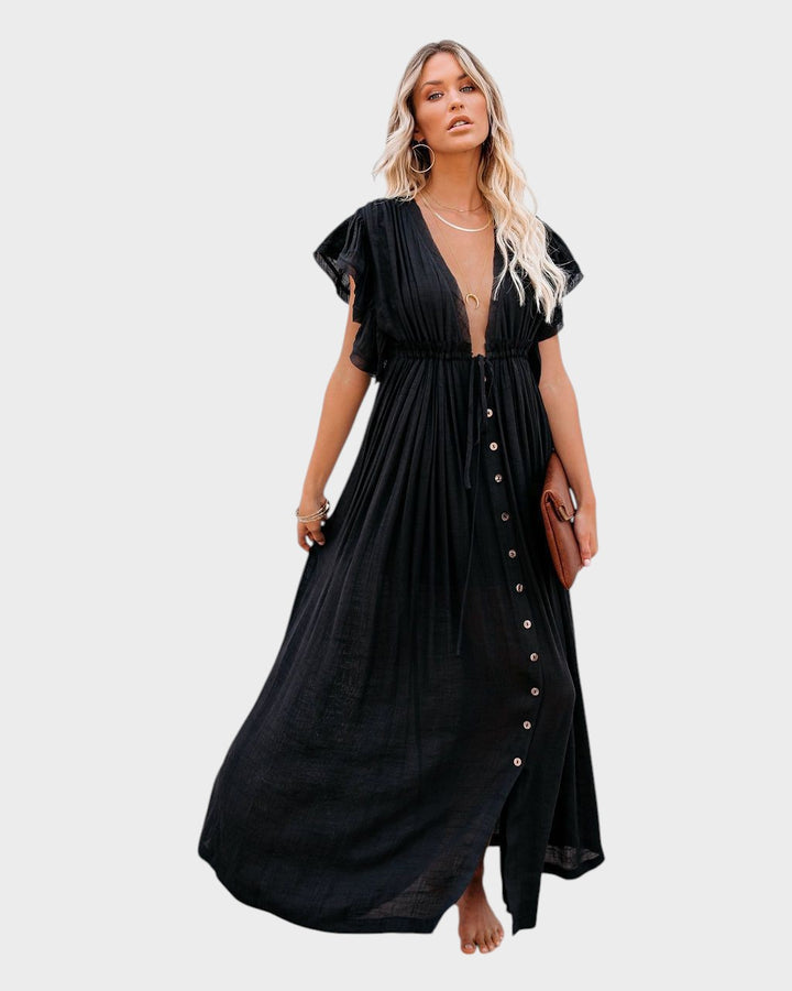 AUDRA - VESTIDO KIMONO BOHO CON ESCOTE EN V