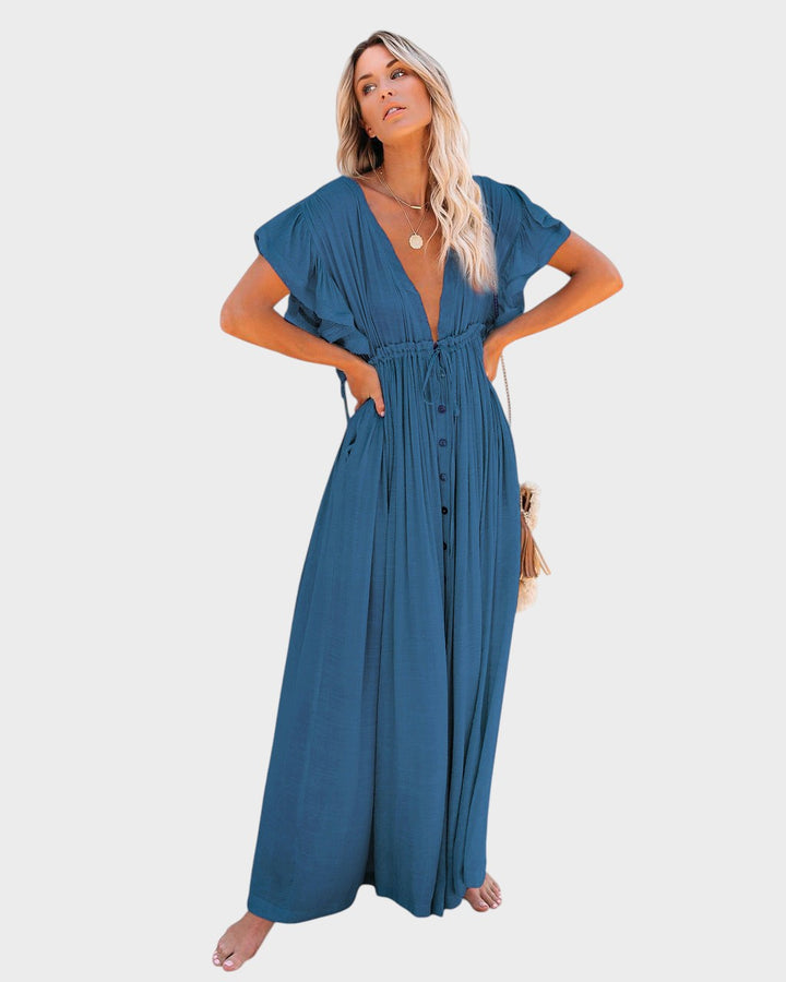 AUDRA - VESTIDO KIMONO BOHO CON ESCOTE EN V