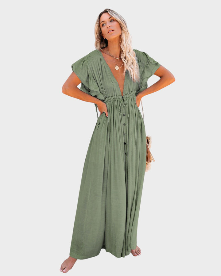 AUDRA - VESTIDO KIMONO BOHO CON ESCOTE EN V