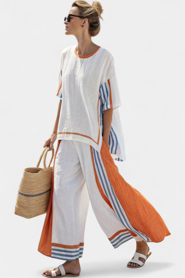 COCO – CONJUNTO DE LINO CON RAYAS Y CORTE ANCHO