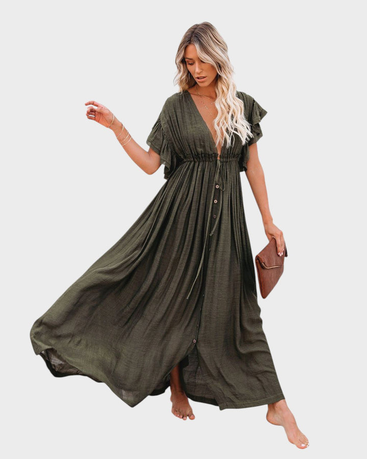 AUDRA - VESTIDO KIMONO BOHO CON ESCOTE EN V