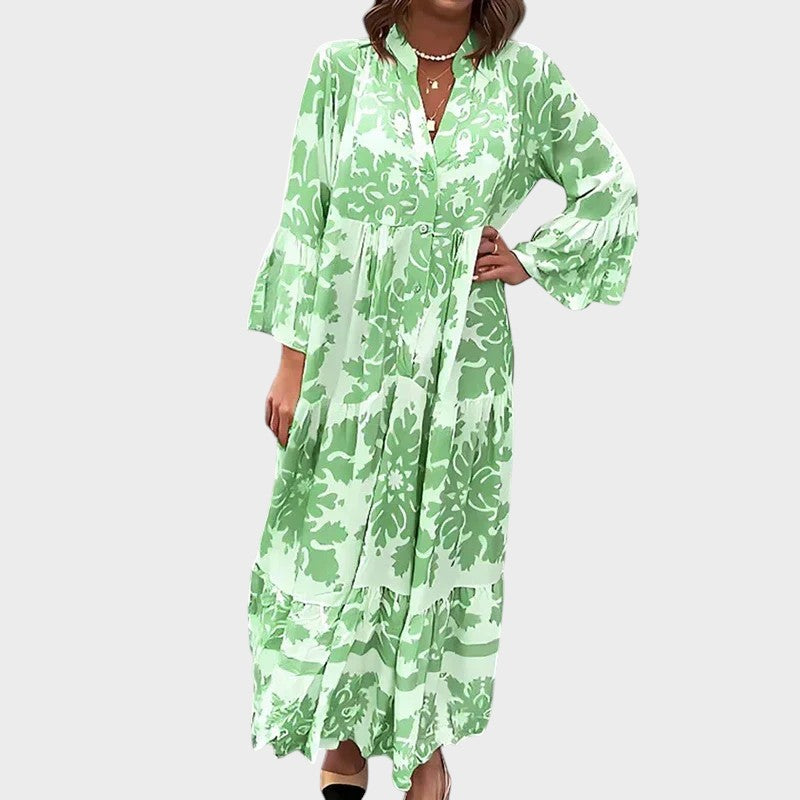 ALAVA - VESTIDO BOHEMIO LARGO CON ESTAMPADO DE MODA