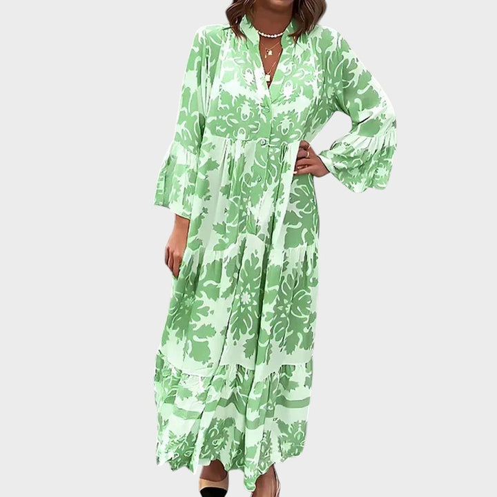 ALAVA - VESTIDO BOHEMIO LARGO CON ESTAMPADO DE MODA