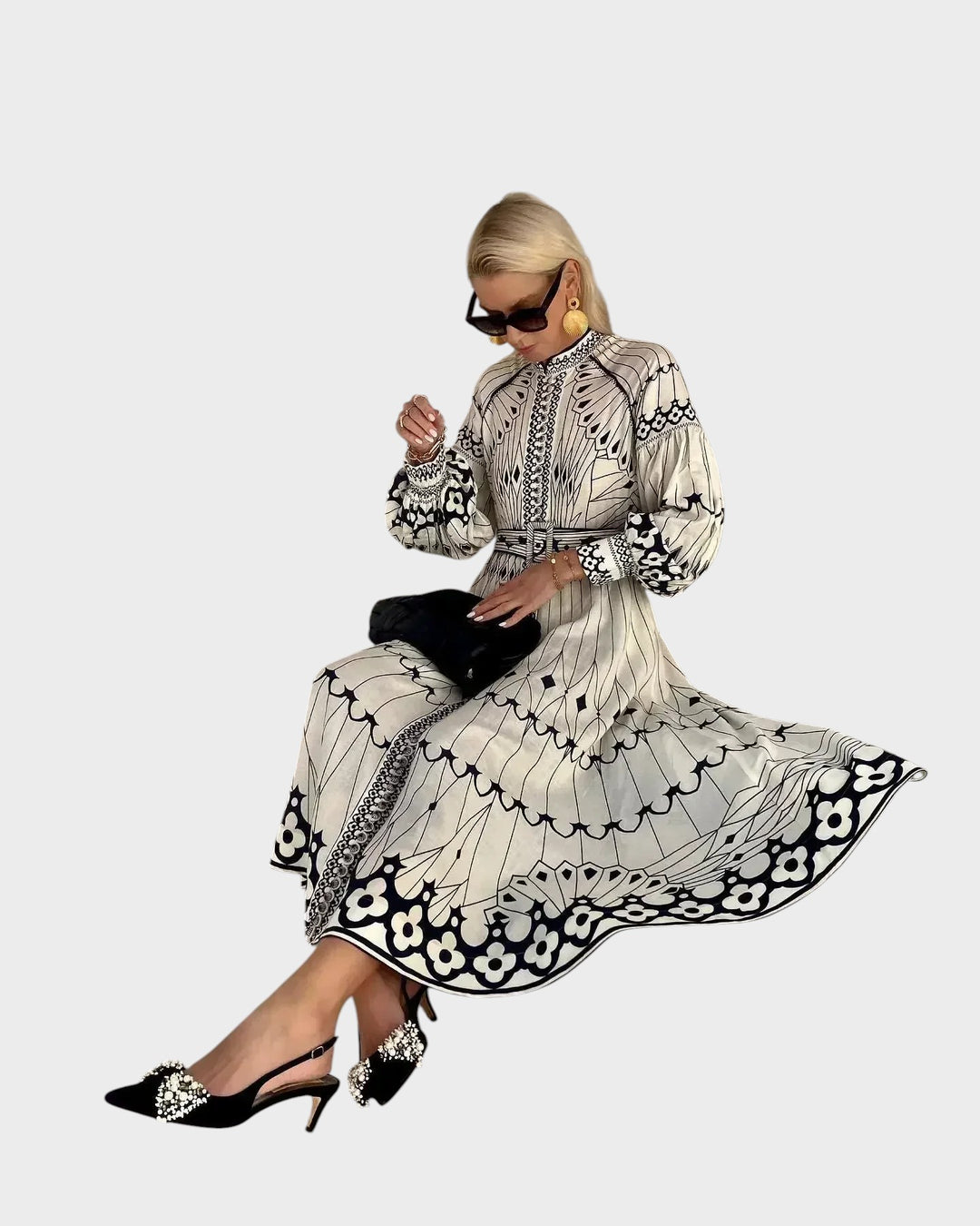 MIRABEL - VESTIDO ELEGANTE CON ESTAMPADO RETRO