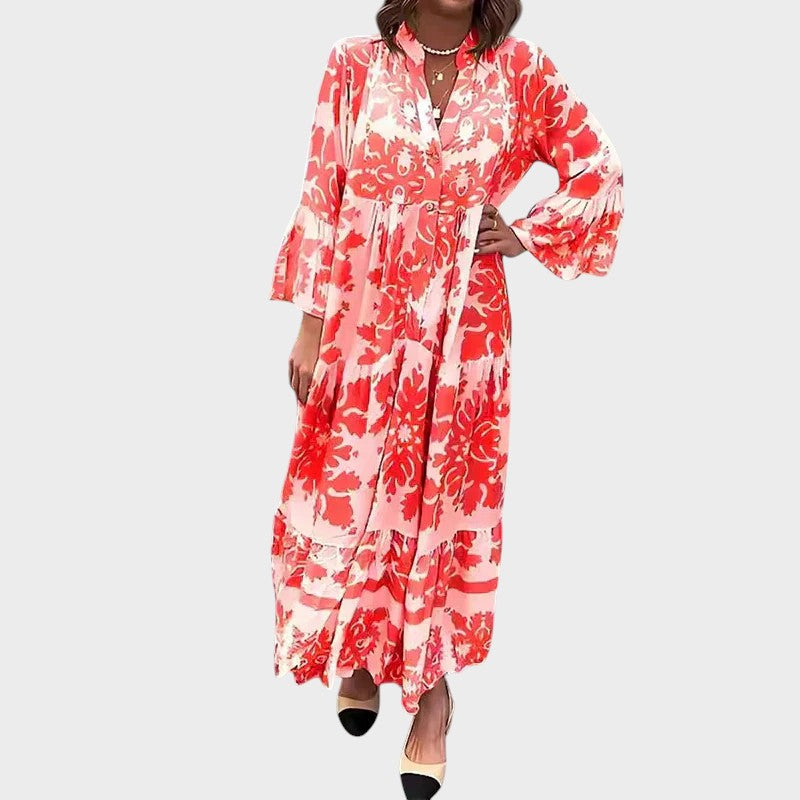 ALAVA - VESTIDO BOHEMIO LARGO CON ESTAMPADO DE MODA