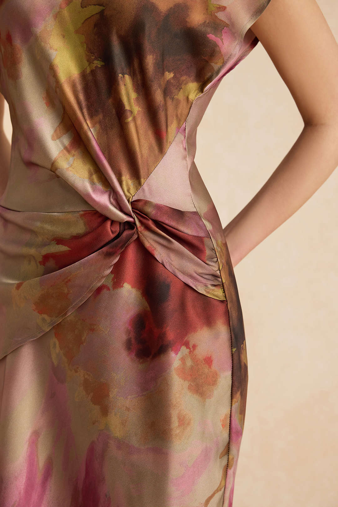 SILVIA - VESTIDO MIDI TIE DYE CON FRUNCES