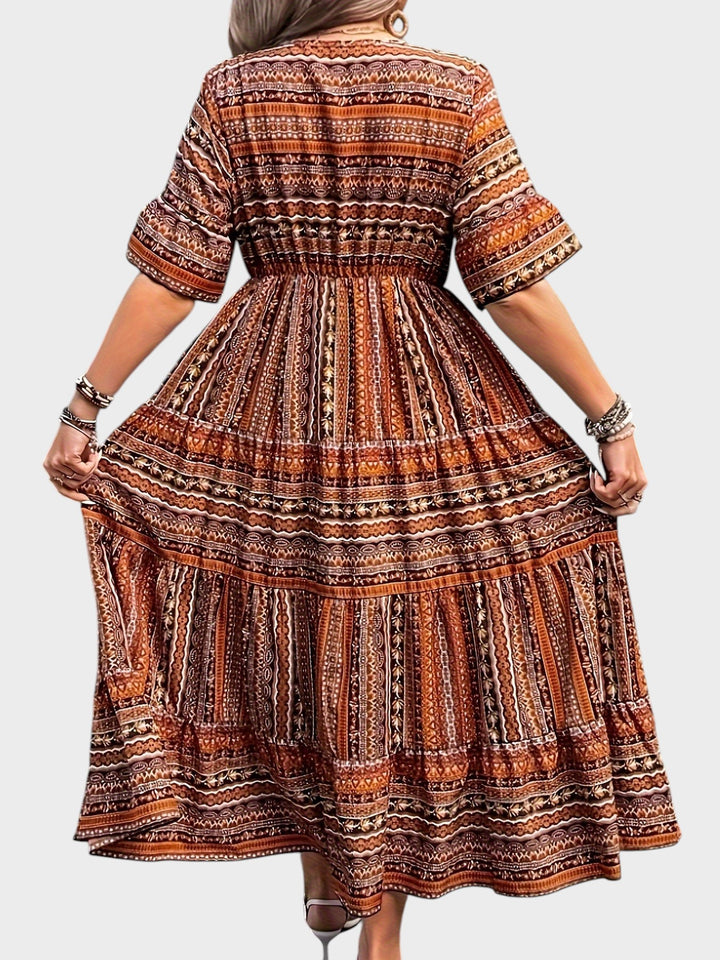 HUELVA - VESTIDO BOHEMIO ELEGANTE CON ESTAMPADO ÉTNICO