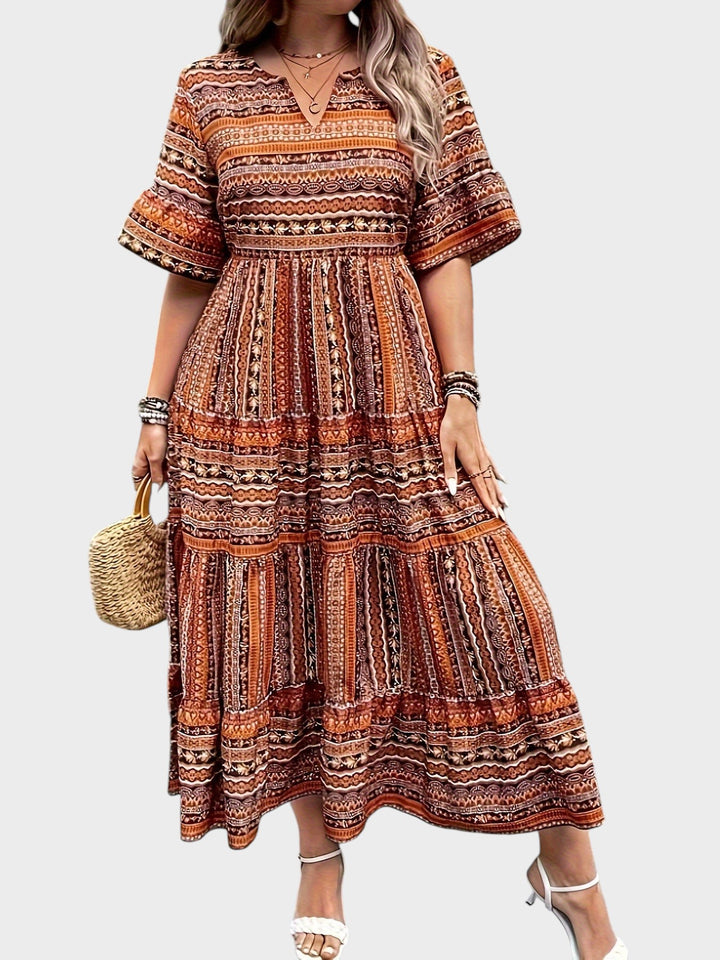 HUELVA - VESTIDO BOHEMIO ELEGANTE CON ESTAMPADO ÉTNICO