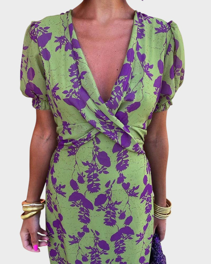 DELLA - VESTIDO BOHO PLISADO CON ESTAMPADO FLORAL PARA MUJER