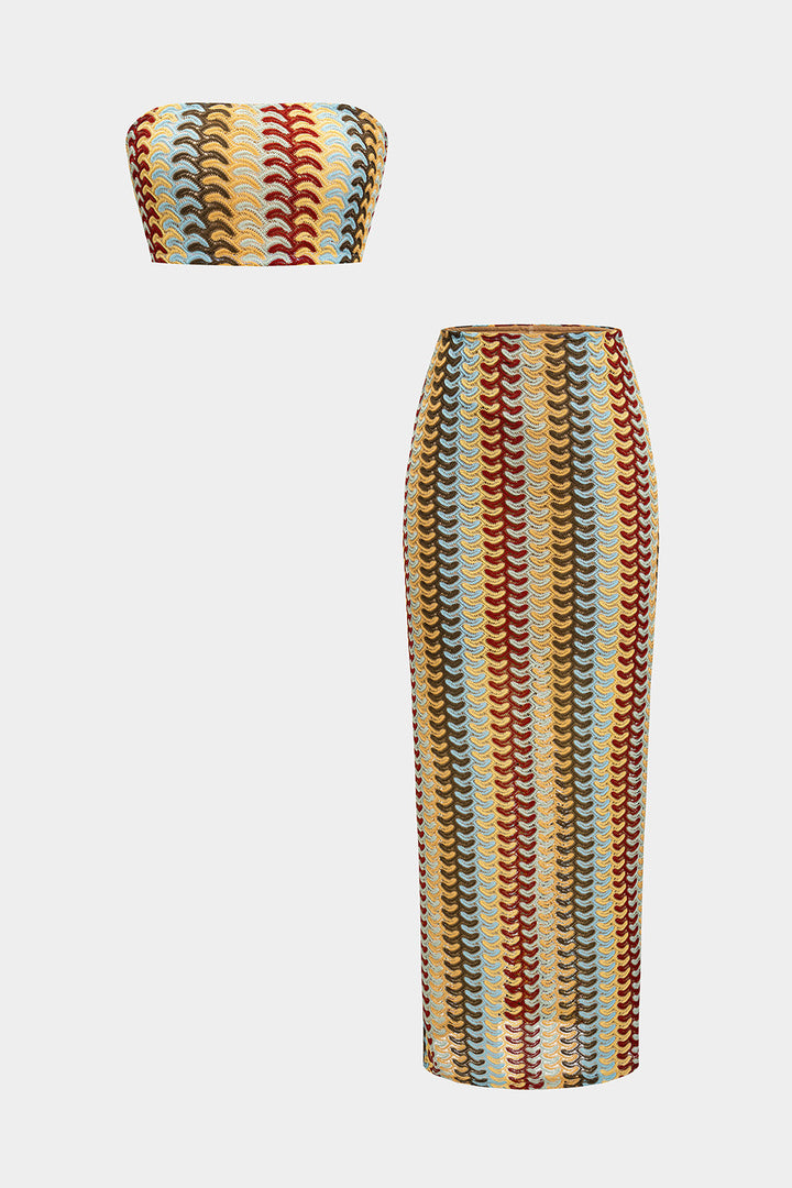 COLAR - CONJUNTO DE TOP BANDEAU CORTO Y FALDA
