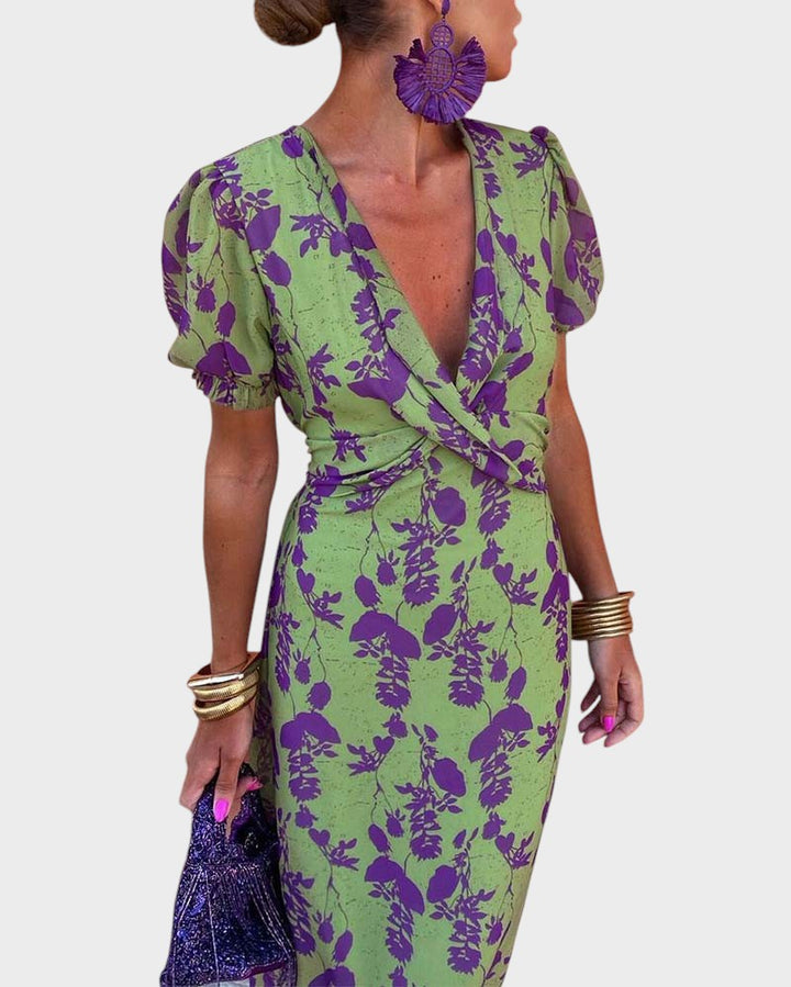 DELLA - VESTIDO BOHO PLISADO CON ESTAMPADO FLORAL PARA MUJER