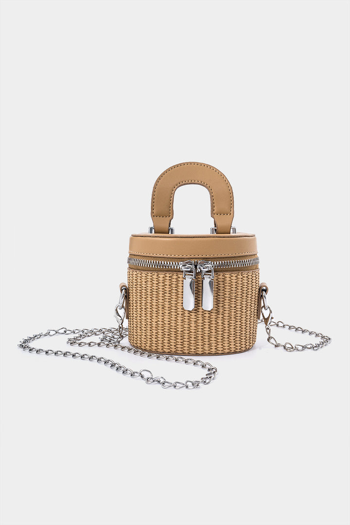BOLSO BANDOLERA PEQUEÑO DE PAJA TEJIDA