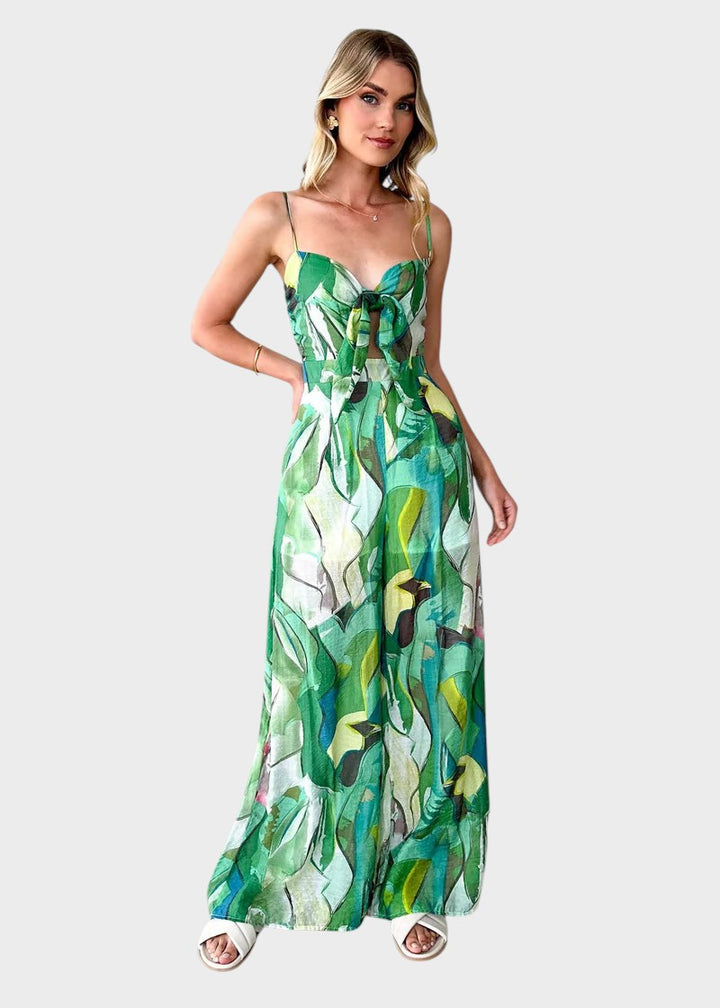ANALISE - VESTIDO LARGO CON ESTAMPADO Y TIRANTES FINOS