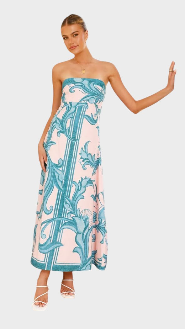 IRIS - VESTIDO LARGO VINTAGE CON ESTAMPADO