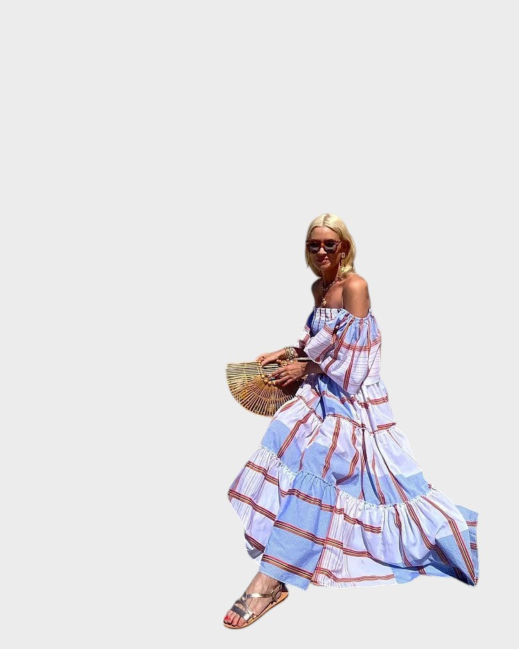 MURCIA - VESTIDO MAXI DE LUJO CON ESTAMPADO MEXICANO