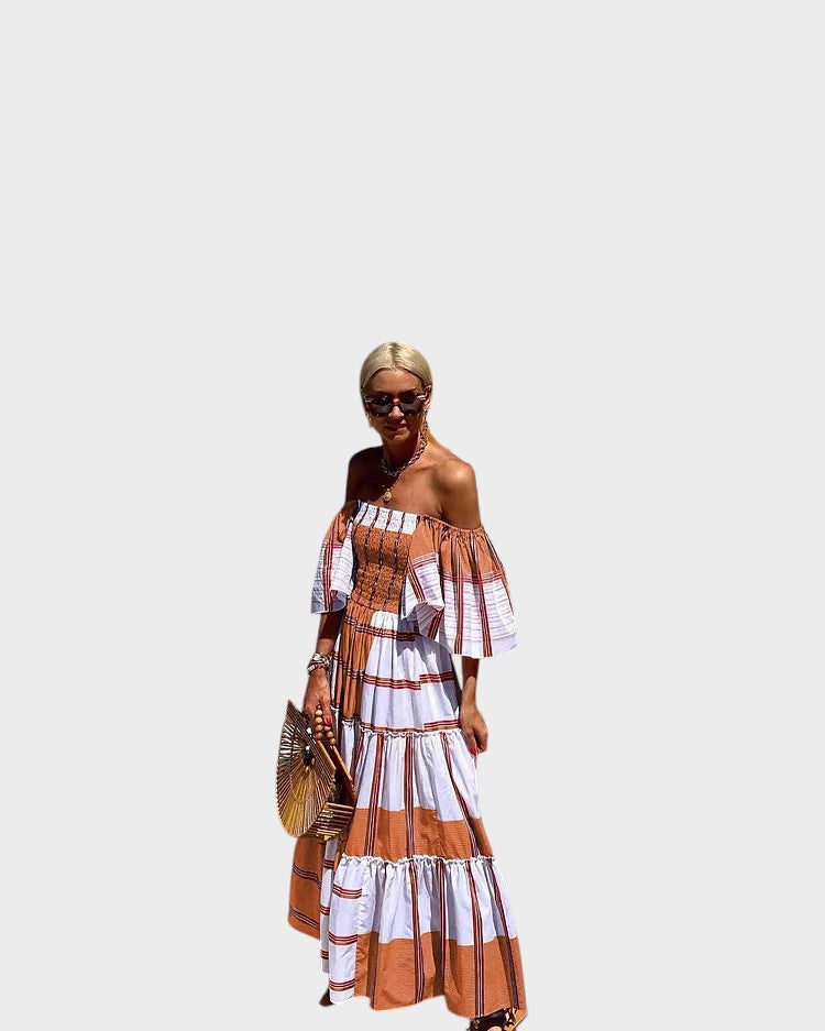 MURCIA - VESTIDO MAXI DE LUJO CON ESTAMPADO MEXICANO